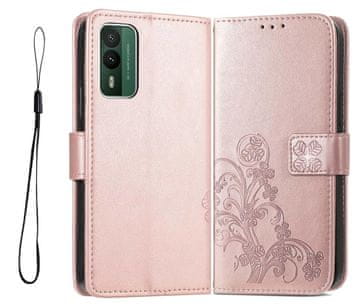 Infostyle GOKEN preklopna torbica za Nokia XR21 – denarnica, magnetno zapiranje, stojalo (rožnato zlata)