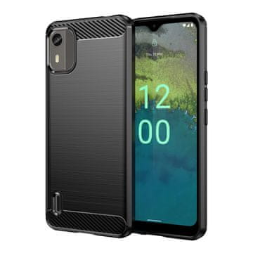 Infostyle Carbon silikonski ovitek za Nokia C12 – nedrseč, odporen na udarce (črn)