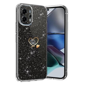 Infostyle CaseLover prozoren bleščeč ovitek za Motorola Moto G23/G13 – TPU srčki, zaščitni