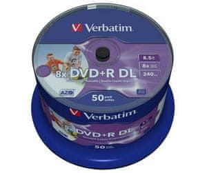 Verbatim DVD+R Double Layer Wide Inkjet Printable 8x, 50 kosov