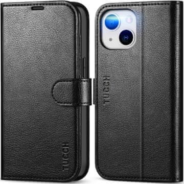 Infostyle TUCCH usnjena preklopna torbica za iPhone 14 – črna