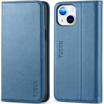 Infostyle TUCCH usnjena preklopna torbica za iPhone 14 – modra