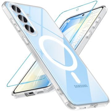 Infostyle Magnetni prozoren ovitek za Samsung Galaxy S25 FE – 9H steklo, MagSafe