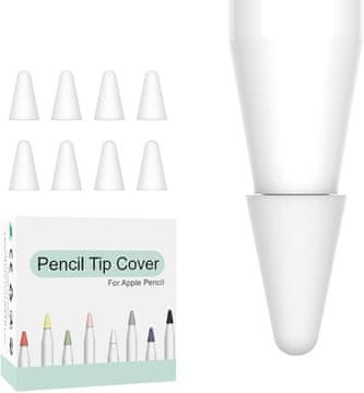 Infostyle Silikonske konice za Apple Pencil – 8 kos, zaščita konice, visoka občutljivost, bele