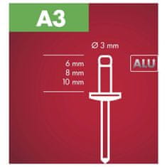 Arrow Aluminijaste slepe zakovice Arrow 3 x 6 mm (50 kosov)