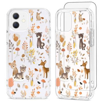 Infostyle Ovitek Woodland Animals + zaščitno steklo za iPhone 12/12 Pro – Zaščitni komplet