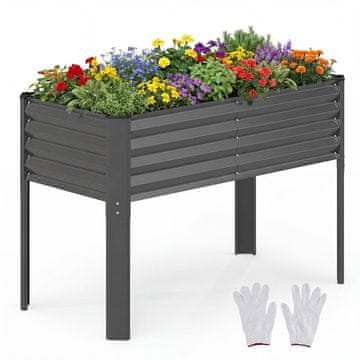 Northix Pocinkana dvignjena vrtna gredica z nogami, 116 x 61 cm, siva
