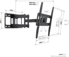 Vogels UP4053, stenski nosilec za zaslone od 32"-65", rotacija 120°, nagib 15°, nosilnost 40 kg