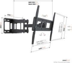 Vogels UP6053, stenski nosilec za zaslone od 40"-80", rotacija 120°, nagib 15°, nosilnost 40 kg