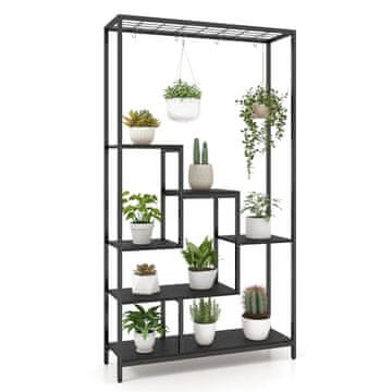 Northix 6 etažno kovinsko stojalo za rože 180 cm z 10 S kavlji