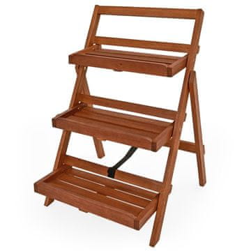 Northix 3 etažno zložljivo stojalo za rože iz akacijevega lesa
