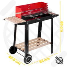shumee Curron RedBend GM2000S vrtni žar na oglje s kromirano rešetko, prenosen, nastavljiv, 2 polici, + ventilator