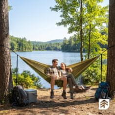 shumee Velika dvojna turistična viseča mreža 300x200cm 200kg Garden Travel Camp CALM300 kaki zelena