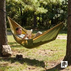 shumee Velika dvojna turistična viseča mreža 300x200cm 200kg Garden Travel Camp CALM300 kaki zelena