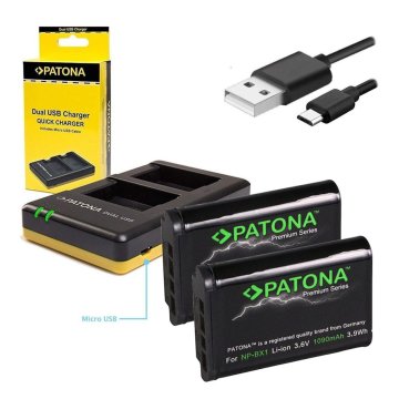 PATONA Photo Dvojni hitri polnilnik Sony NP-BX1 + 2x baterije 1090mAh USB
