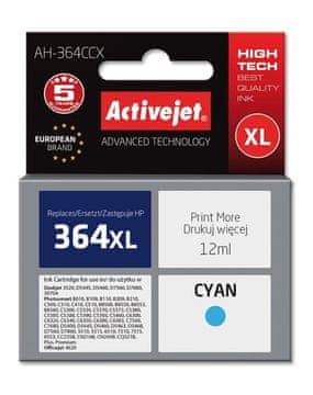 ActiveJet Kertridž z barvo Activejet AH-364CCX, cian, 12 ml (nadomestni za HP 364XL CB323EE)