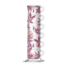 BLT Bialetti Primavera set 6 skodelic za espresso na stojalu, roza