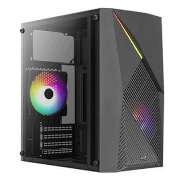 Aerocool AER računalniško ohišje RAIDER MINI-G-BK-v3 ATX, Micro ATX, Mini-ITX, s stranskim oknom, osvetljeno