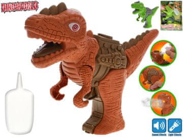 Dinoworld dinozaver na baterije 17 cm s svetlobo in zvokom - mešanica barv (rjava, zelena)