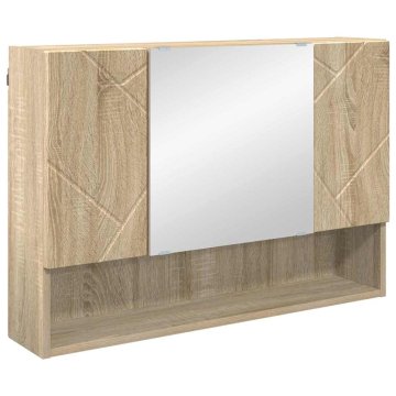 Vidaxl Ogledalna omara Sonoma hrast 80 x 17 x 55 cm Konstruiran les