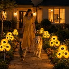 HOME & MARKER® Solarni vrtni LED svetilki v obliki sončnice (2 kosa), vodoodporni, 24 LED | SOLAFLORA