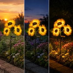 HOME & MARKER® Solarni vrtni LED svetilki v obliki sončnice (2 kosa), vodoodporni, 24 LED | SOLAFLORA