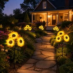 HOME & MARKER® Solarni vrtni LED svetilki v obliki sončnice (2 kosa), vodoodporni, 24 LED | SOLAFLORA