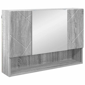 Vidaxl Ogledalna omara Siva Sonoma 80 x 17 x 55 cm Konstruiran les