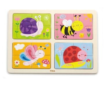 Viga Viga 50189 Puzzle na podlagi 4 v 1 – žuželke