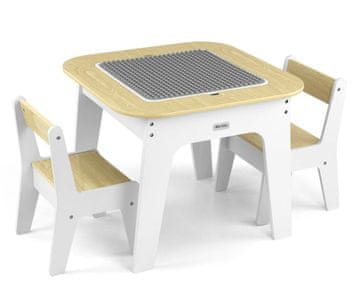 MILLY MALLY Milly Mally Komplet pohištva Olaf Blocks – mizica in dva stolčka, bela