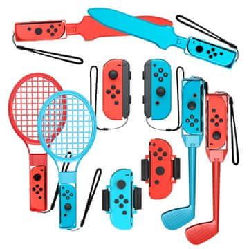 MG Accesories komplet dodatkov za Nintendo Switch Sports 10v1, rdeče/modra