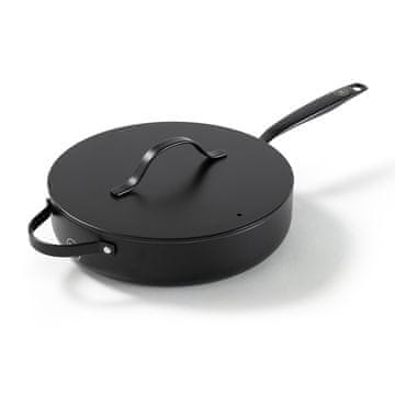 BE Living Globoka ponev s pokrovom Essential Black 28 cm