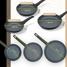 BE Living Set 3 ponv 20-24-28 cm + wok s pokrovom 28 cm Delight Black