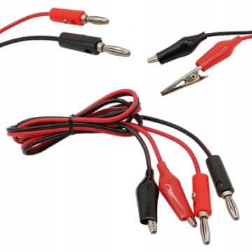 Testni kabli za multimeter / laboratorijsko napajanje -100cm - 2x krokodil sponka 35mm - kabel s krokodil sponkami (2 kosa - črna in rdeča)