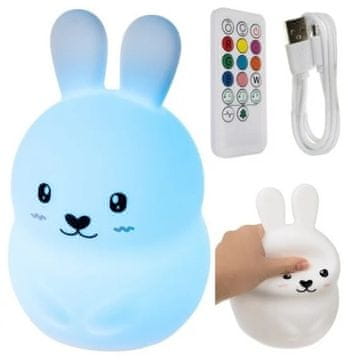 NOČNA LUČKA BEMI SOFT SILIKON Z DALJINSKIM UPRAVLJANJEM 9 LED BARV ZAJEC