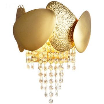 Stenska svetilka Mia Gold 220x350mm Steel Crystal 2xG9 za dnevno sobo