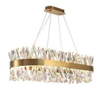 Amsterdam – Kristalni lestenec 3 LED barve, podolgovata 80 cm brušena medenina