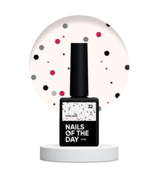 NAILSOFTHEDAY Potal base 32 - mlečna baza s črnimi in rdečimi bleščicami, 10 ml