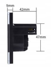 ENOJNA STEKLENA Vtičnica 2x USB-A KONTAKT 16A