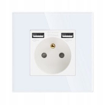 ENOJNA STEKLENA Vtičnica 2x USB-A KONTAKT 16A
