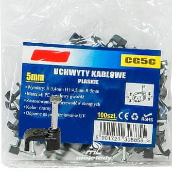 Držalo za ploščati kabel črn 4,5/5 100 kosov CG5C