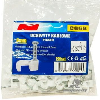 Držalo za ploščati kabel bel 5,6/6 100kos CG6B