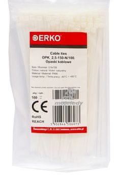 Bela kabelska vezica OPK 150/2,5 N 100kos ERKO