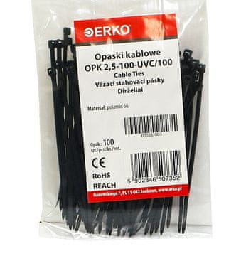 Črna kabelska vezica OPK 100/2,5 UV 100kos ERKO