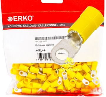 Izolirana ušesna sponka KOE 6mm M4 100kos ERKO