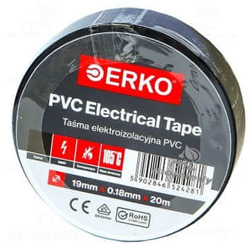 Izolirni trak veliki 19mm 20m črn ERKO 1 kos.