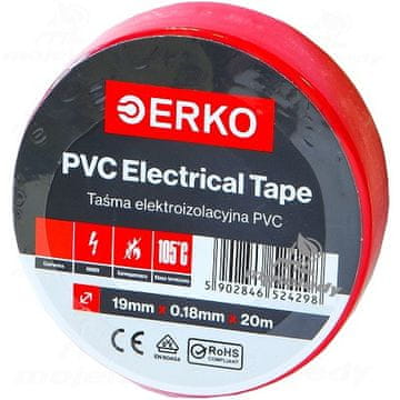 Veliki izolirni trak 19mm 20m rdeč ERKO