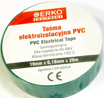 Izolirni trak veliki 19mm 20m Zelen ERKO