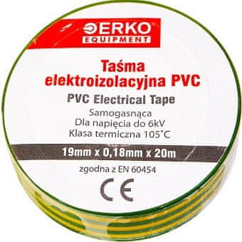 Izolirni trak veliki 19mm 20m rumeno/zelen ERKO