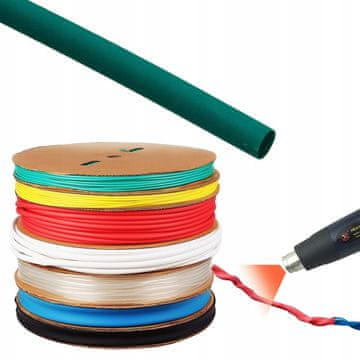 Termo skrčljiva cev zelena 18mm 1m